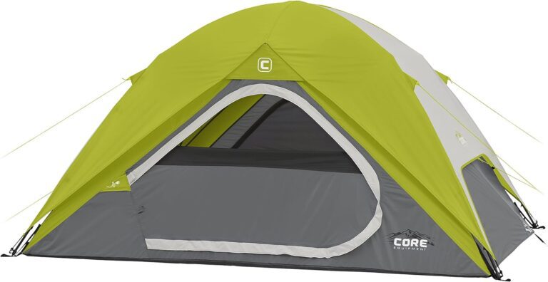 Core Equipment Instant Tent 4 Person Instant Dome Tent, Grey/Green