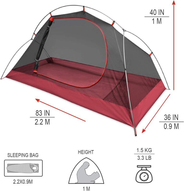 The KAZOO Waterproof Backpacking Tent Ultralight is a lightweight and durable camping tent designed for 1/2 people