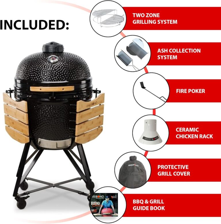 KAMADO BONO Ceramic BBQ, 23" Grande, Black I Kamado BBQ Ceramic Grill