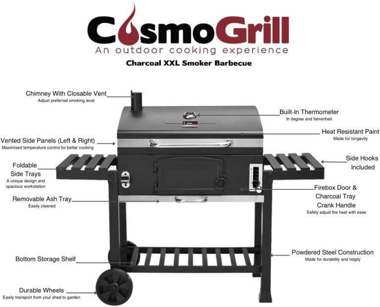 CosmoGrill Outdoor XXL Smoker Barbecue Charcoal Portable BBQ Grill Garden - A Versatile and Portable Grilling Solution