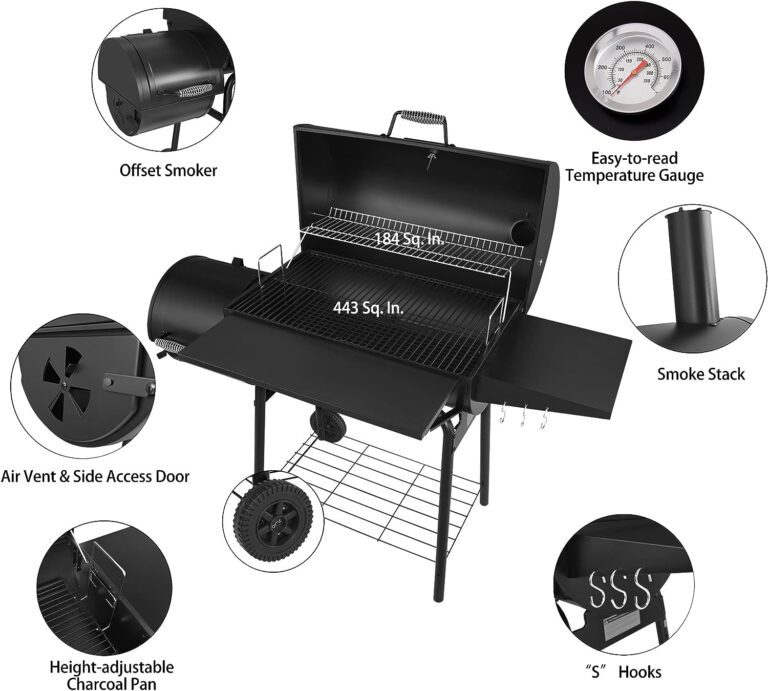 Royal Gourmet CC1830SC Charcoal Grill Offset Smoker with Cove